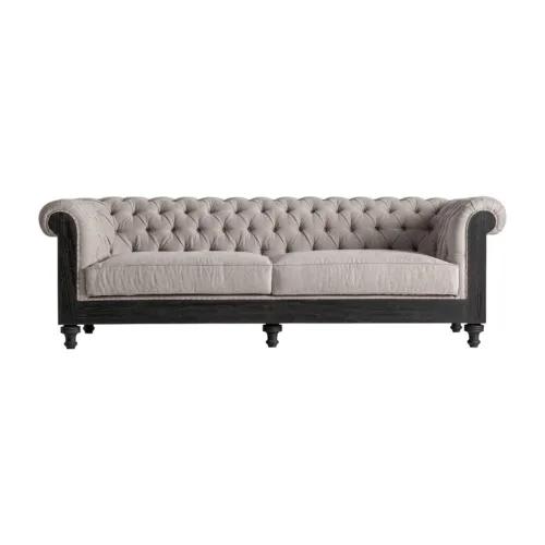 Sofá beige de madera maciza negra 240 cm Gore