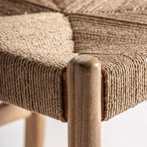 Silla de madera de teca y cáñamo Agia