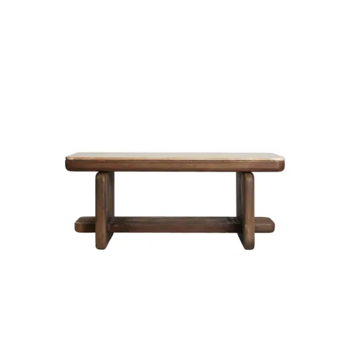 Mesa de centro de madera marrón y travertino beige Veyrac