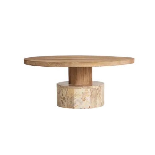 Mesa de centro de mármol y madera de mango Vayres