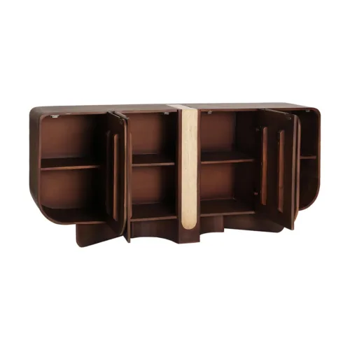 Aparador de madera y travertino 180×40×80 cm Braine