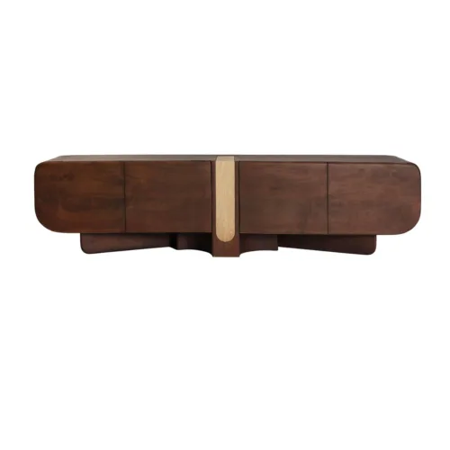 Mueble TV de madera y travetino BRAINE