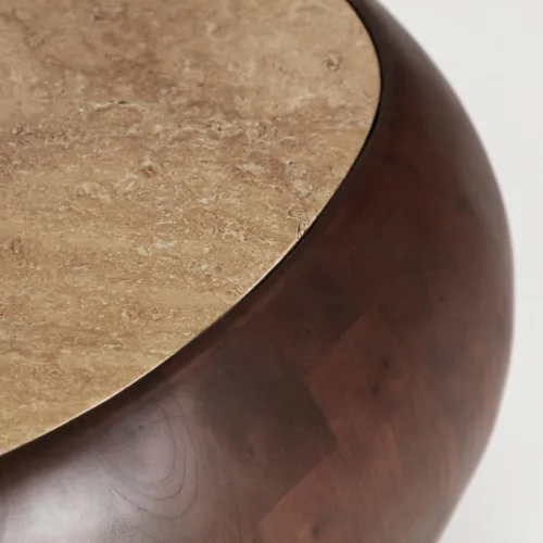 Mesa de centro de madera de mango y travertino Braine