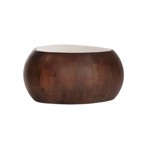 Mesa de centro de madera de mango y travertino Braine