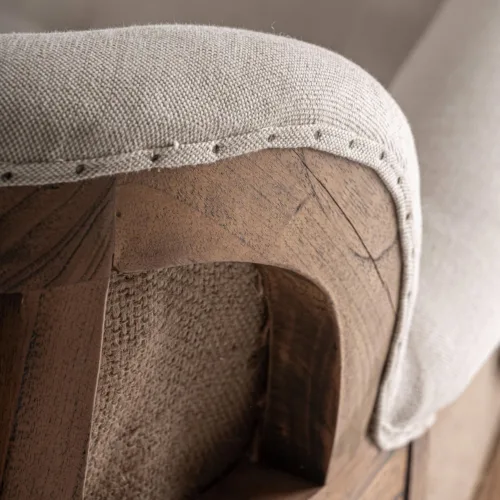 Chaise longue de madera y lino crema Grone
