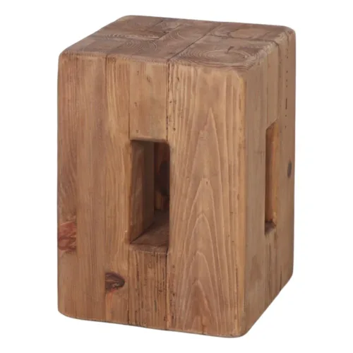 Mesa auxiliar de pino reciclado artesanal