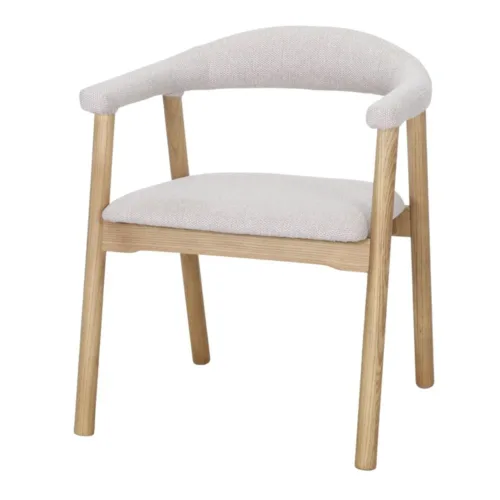 Silla de madera de olmo tapizada en beige
