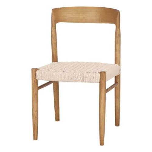Silla de comedor de madera de olmo y cuerda natural