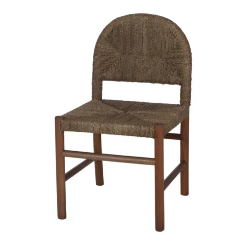 Silla de madera maciza de caoba y fibra natural