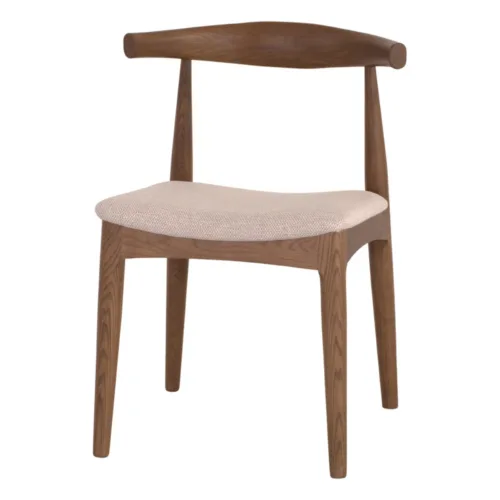 Silla de madera de fresno tapizada en tono nogal