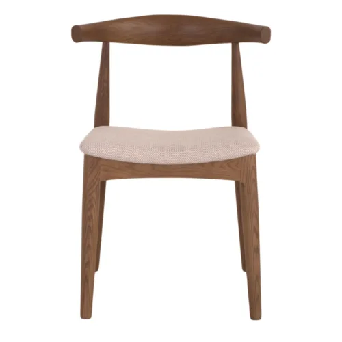 Silla de madera de fresno tapizada en tono nogal