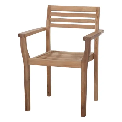 Silla de madera maciza de teca con brazos