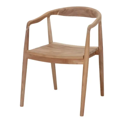 Silla de madera maciza de teca torneada con brazos