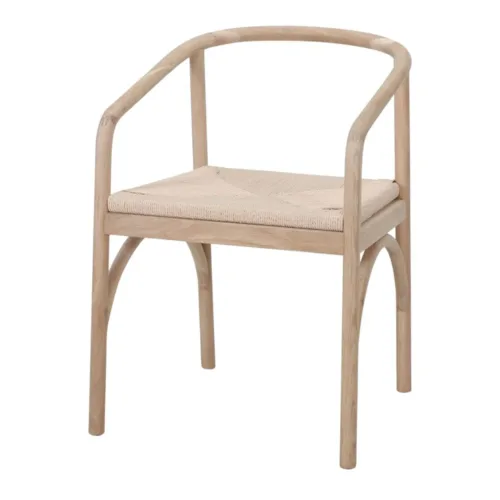 Silla de madera maciza de roble y cuerda natural
