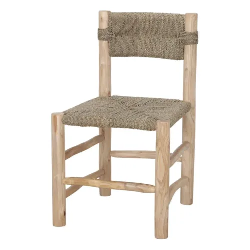 Silla de madera tropical y fibra natural