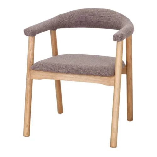 Silla de madera de olmo tapizada en marrón