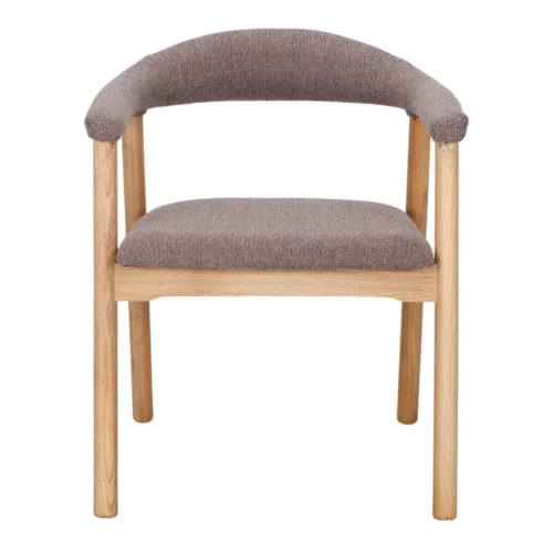 Silla de madera de olmo tapizada en marrón
