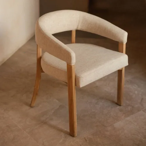 Silla de madera de olmo tapizada con brazos