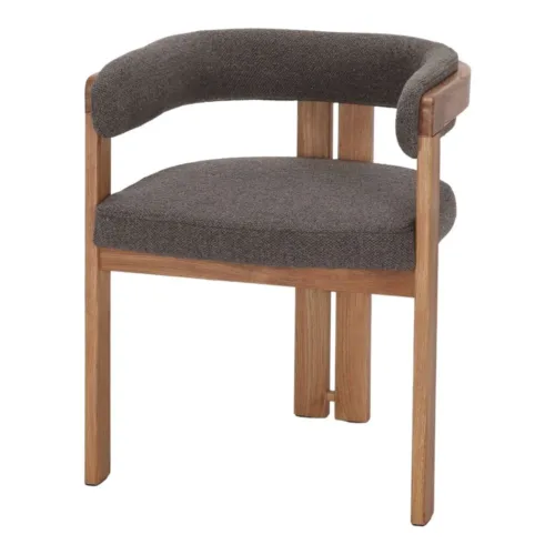 Silla de madera de roble tapizada en marrón