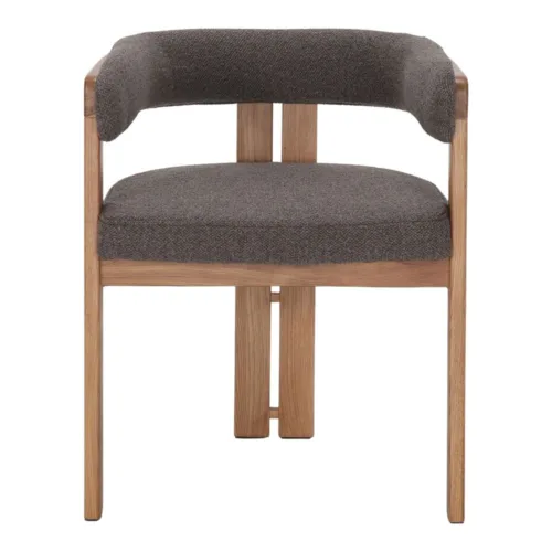 Silla de madera de roble tapizada en marrón