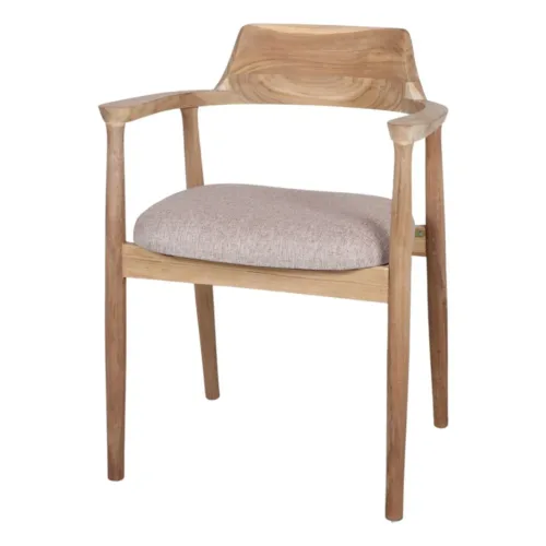 Silla de madera de teca tapizada con brazos
