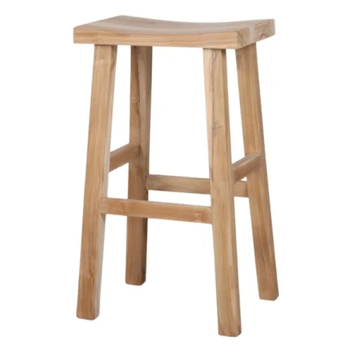 Taburete alto de madera tropical artesanal