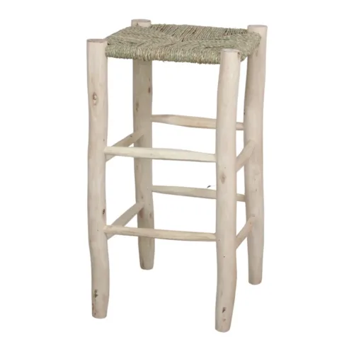 Taburete de cocina de madera y palma natural 64 cm