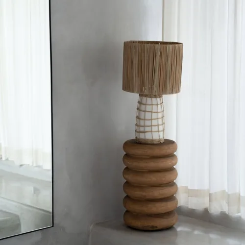 Taburete espiral de madera de suar natural 45 cm