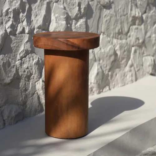 Mesa auxiliar de madera de suar natural 45 cm