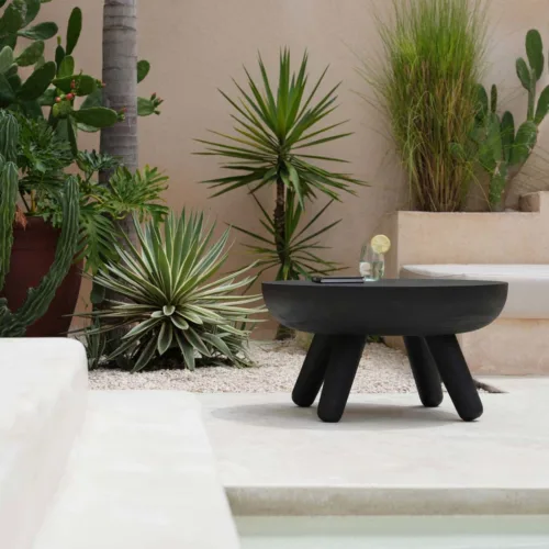 Mesa de centro redonda de madera de suar negra Ø 75 cm