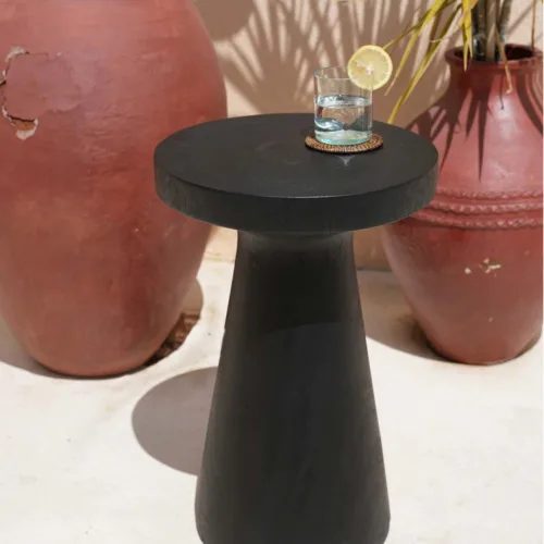 Mesa auxiliar de madera de suar negra 60 cm