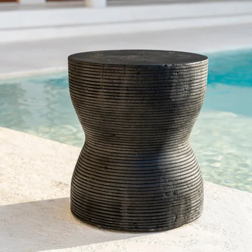 Taburete de madera de suar negro 45 cm