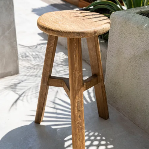Taburete de bar Fusuma de teca natural 44 cm