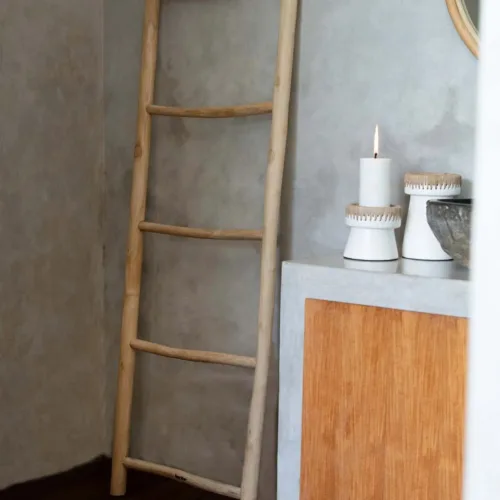 Escalera decorativa de madera de teca natural 165 cm