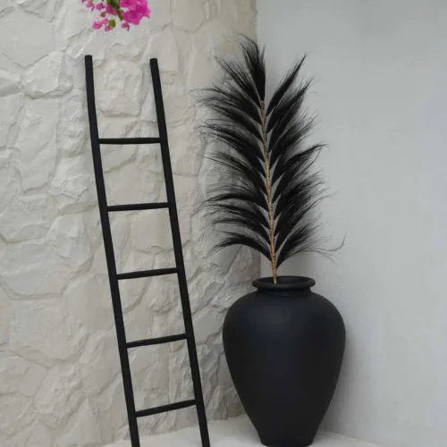 Escalera decorativa de madera de teca negra 165 cm