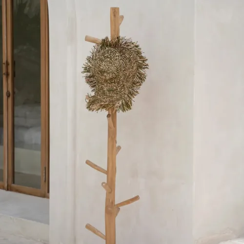 Percha de pie de madera de teca natural 160 cm