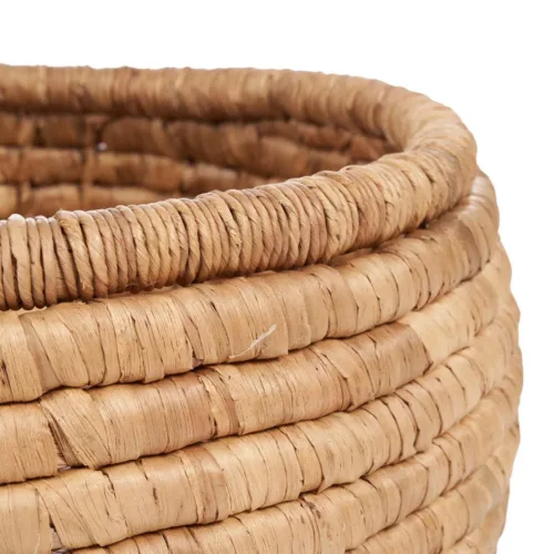 Cesta redonda de jacinto de agua natural