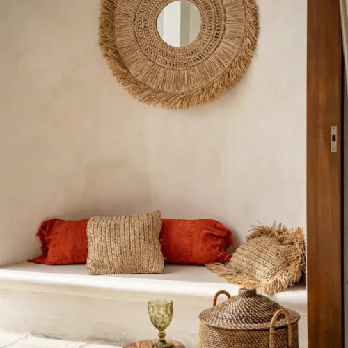 Cesta con tapa y asas de ratán natural 40 cm