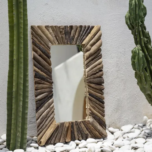 Espejo rectangular de madera de deriva natural 60x41 cm