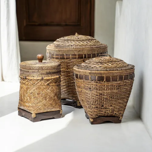 Cesta de baño de ratán natural