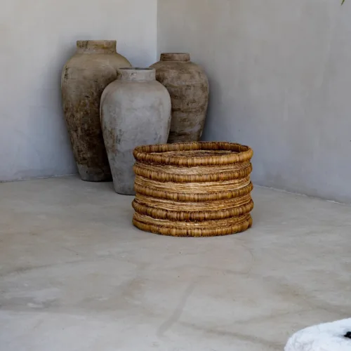 Cesta Chungu de jacinto de agua y hoja de banano