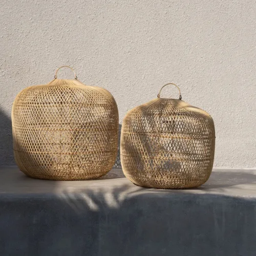 Lámpara de techo redonda de ratán natural Ø 48 cm Batu