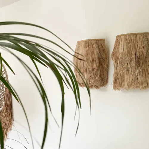 Aplique de pared de fibra vegetal natural 20x35 cm