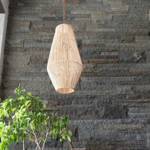 Lámpara de techo de ratán natural 60 cm