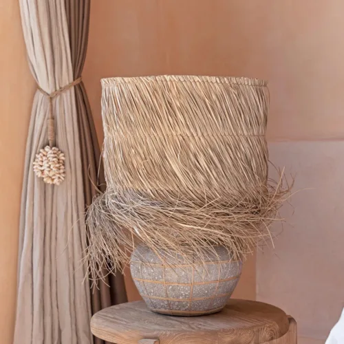 Lámpara de mesa de terracota efecto cemento 48 cm