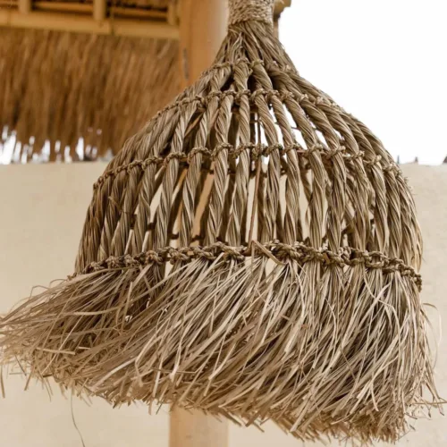 Lámpara de techo redonda de fibra de mendong natural Ø 60 cm