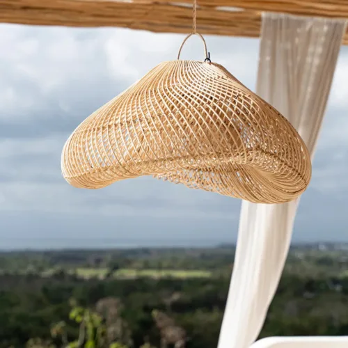 Lámpara de techo con forma de nube de ratán natural 60 cm