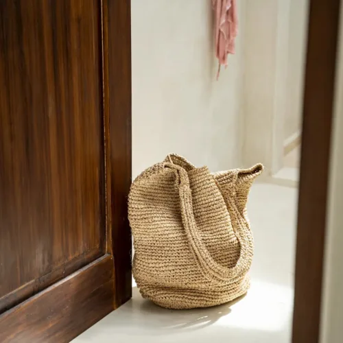 Bolso capazo de rafia natural 50 cm