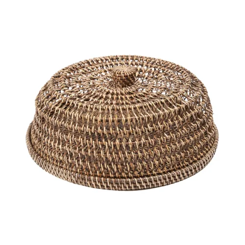 Cubre alimentos de ratán natural marrón talla L 37 cm
