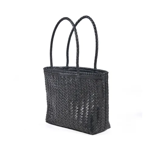 Bolso shopper de cuero negro 48 cm
